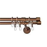 Garesa Gardinenstange Rustika Ø 16mm, 2-läufig, Bronze I Rustikale Vorhangstange aus Metall inkl. Ringe + Faltenlegehaken I Mit Endknopf Kappe I 100cm