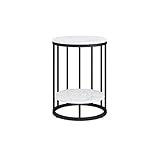 Marmor-Couchtisch, 2-stufiger runder Beistelltisch für Zuhause, für Wohnzimmer, Café, Hotel, Balkon, Freizeit-Couchtisch, Kratzfest (Größe: 40 x 40 x 55 cm, Farbe: A)