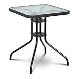 Uniprodo Uni_Table_02 Gartentisch 60 x 60 cm Glasplatte quadratisch schwarz Balkontisch Bistrotisch Gartenmöbel