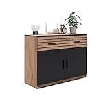 Homeface Venita 084 Sideboard Front: Braun/Schwarz – Modern - Schlafzimmerschrank – Beistellschrank - Ohne Dekoration – B/H/T: 102,4 x 82,7 x 40,4