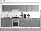 Vente-unique Küchenzeile - 300 cm - 10 Schrankelemente - Grau & Weiß - TRATTORIA