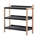 Schuhregal Schuhablage Einfaches, modernes Eingangs-Schuhregal aus Holz und Metall, Schuh-Organizer, Eingangs-Schuhregal, Schuhschrank Schuhaufbewahrung für Flur ( Color : Black , Size : 77.6*35.5*80C