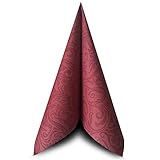 50 Airlaid-Servietten 40 x 40 cm 1/4-Falz bordeaux weinrot altrot von Mank Motiv 'Lias' hochwertige Servietten für Feste wie Hochzeiten und Gastronomie