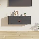 ZEYUAN Wandschrank, Hängeschrank, Fernsehschrank, Sideboard Hängend, Tv Cabinet, Sideboard Tv Lowboard, Grau 80x30x30 cm Massivholz Kiefer