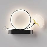 Mjsdjof Kreative Blatt-Wandleuchte, lineare Metall-Wandleuchte mit Acrylschirm, moderne 12-W-LED-Wandleuchte mit 3 Farbmodi, schwarze Schlafzimmer-Nachttisch-Wandleuchten, einfache Flurbeleuchtungs-Wa