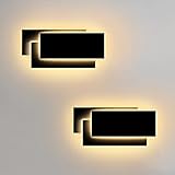 2 Pack LED Wandleuchten Innen 12W Wandlampen Warmweiß 3000K Wandleuchte Modern für Wohnzimmer Schlafzimmer Treppenhaus Flur Schwarz Wandlampe