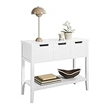 SoBuy FSB51-W Konsolentisch Beistelltisch Flurtisch mit 3 Schubladen und Fach Sideboard Weiß BHT ca: 93x79x33cm