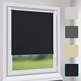 Sekey Verdunkelungsrollo Rollos - Verdunkelungsrollo Klemmfix ohne Bohren - 100cm x 130cm - Rollos für Fenster und Tür - Sonnenschutz - Schwarz