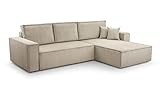 HomeSpace24 Ecksofa mit Schlaffunktion Bettkasten - Klappsofa Couch L Form - Couch mit Schlaffunktion - Schlafsofa mit Bettkasten - Sofas & Couches - Monte L (Beige, Ecksofa Rechts)