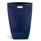 NORDIS DESIGN Wäschekorb aus Filz mit Neopren - faltbarer Wäschesammler schmal 80 Liter als Wäschetasche, Wäschesack & Aufbewahrungskorb, verschließbar & pflegeleicht dunkelblau