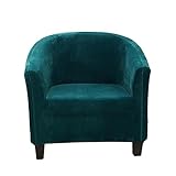 FZ FUTURE Samt Sesselbezug Stretch Weich Universal-Sesselschoner Sesselhusse für Cocktailsessel Waschmaschinenfest rutschfest Sofa Möbelschutz für Clubsessel Loungesessel,Emerald Green
