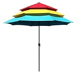 NOALED 3M Außenterrasse, Marktgartenschirm, dreischichtiger Sonnenschirm mit Handkurbel, Farbe, für Strand-/Pool-/Terrassenschirme, auch zum Schießen, Partydekoration