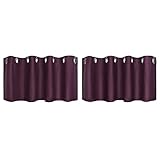 PiccoCasa 2er Set Gardine für Küche Polyester Scheibengardine Kurzgardine Blickdicht Kleine Gardine Burgund 46H x 132B cm