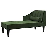 INLIFE Chaiselongue mit Nackenrolle Dunkelgrün Samt,10.6kg,340716