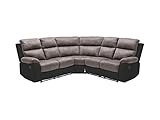 Vente-unique - Relaxsofa Ecksofa - Microfaser & Kunstleder - Grau & Schwarz - TOLZANO