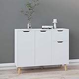 BULANED Sideboard, Kommode Schlafzimmer, Kommoden & Sideboards, Wohnzimmerschrank, Flur Kommode, Zimmer Möbel, Weiß 90x30x72 cm Spanplatte