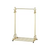 Garderobenständer Kleiderständer Boden Schlafzimmer Einfache minimalistische Garderobe Home Single Rod Type Wäscheständer Gold Black Floor Type Coat Rack Jackenständer/Kleiderständer (Color : Gold,