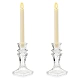 Romadedi Kerzenständer Glas Kerzenhalter Kristallglas - 2er Set Kristall Kerzen Ständer Für Stabkerze Tischdeko für Hochzeit Party Wohnzimmer Advent Weihnachten Dekoration 16,5 cm