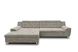 DOMO Collection Morton Ecksofa, Sofa mit Schlaffunktion in L-Form (Longchair links), Eckcouch mit Bett, weiß-grau, 304 x 200 x 84 cm