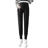 Damen Plus Size Casual Verstellbare Taille Spleißen Big Belly Casual Pants (dünner Samt) Winterleggings