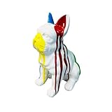 IDORTYBB Französische Bulldogge Statuen Tier Hund Skulptur Kunst Figuren Heimdekoration für Wohnzimmer Schlafzimmer Bücherregal TV Bar Schrank Desktop Dekor Tischdekoration Ornamente (B - Multi White)