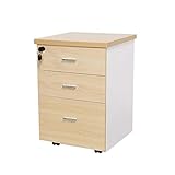 Rollcontainer Aktenschrank Einfaches Holz Office File Cabinet mit Verschluss-DREI-Schicht Schublade Removable Data Cabinet Home Storage Cabinet Study Kabinett Aktenschrank für Zuhause und Büro (Color