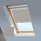 Dachfensterrollos für Keylite Dachfenster – Verdunkelungsrollo – Hellgrau – silberner Aluminiumrahmen (06 (sichtbare Größe 603 x 1151))
