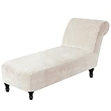 Topchances Samt-Chaiselongue-Bezug, Stretch, luxuriös, armlos, Chaiselongue, Schonbezug für Haustiermöbel, Liegestuhl, Sofa, Schlafzimmer, Lounge (weiß)