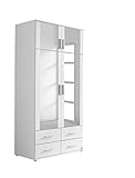 Rauch Möbel Kemi Schrank Drehtürenschrank Kleiderschrank in Weiß mit Spiegel und 4 Schubladen 4-türig, inklusive Zubehörpaket Basic 1 Kleiderstange, 1 Einlegeboden BxHxT 92 x 194 x 53 cm