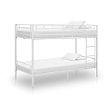 Hommdiy Etagenbett Weiß Metall 90×200 cm Stockbett Hochbett Metallbett Bettgestell Doppelstockbett Schlafzimmerbett Jugendbett mit Lattenrost