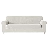 CXYKN 2-teiliger Couchbezug, Jacquard-Spandex-Sofabezug, elastischer Sofabezug, waschbar, für Haustiere – Weiß B-Medium