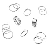 Emibele Knuckle Ring Set, 13 Stück Ringe für Damen, Stapelbare Ringe Set, Retro Schmuck im Bohème-Stil, Ring Damen als Personalisierte Geschenke, Geschenke für Frauen, Schmuck Set, Silber