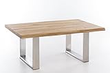 WOODLIVE DESIGN BY NATURE Couchtisch massiv Holz Wildeiche Ventus 110x70 Natur geölt, Edelstahl Tischuntergestell