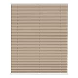 Lichtblick Plissee Klemmfix nach Maß, ohne Bohren, verspannt, Verdunkelung, Blickdicht, Made in Germany, Verdunklungsplissee - Beige 100 cm x 210 cm (B x L)