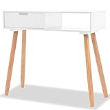 BULANED Konsolentisch, Beistelltisch, Ablagetisch, Flurmöbel, Console Table, Sideboard, Schminktisch, Kiefernholz Massiv 80 x 30 x 72 cm Weiß