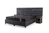 KUFFE Armaty Boxspringbett 180x200 mit Bettkasten Taschenfederkern Matratze Luxus Bett 160x200 Holz in der Farbe Braun H3 Polsterbett mit MDF Holz (180x200 cm + 2X Nachttische)