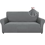 Ystyle Stretch Sofa überzug 2 Sitzer, Elastisch Sofabezug Mit Armlehnen, Jacquard Couch überzug rutschfest, Waschbar Sofa Cover Protector Für Hunde Haustiere, Hellgrau