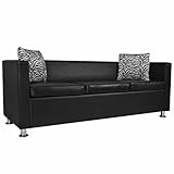 JUNZAI 3-Sitzer-Sofa, Wohnzimmer Couch, Wohnzimmer Möbel, Jugendsofa, Liege Wohnzimmer, Sofas & Couches, Jugend, Kunstleder Schwarz