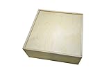 Schiebekiste - Geschenkbox Holz - Aufbewahrungsbox für Geschenke - ideale Geschenkbox - Holzkiste mit Deckel - Holzbox aus Birkensperrholz - Werkzeugkiste - Weinkiste (240 x 240 x 90 mm)