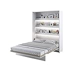 Schrankbett Bed Concept, Wandklappbett mit Lattenrost, V-Bett, Wandbett Bettschrank Schrank mit integriertem Klappbett Funktionsbett (BC-12, 160 x 200 cm, Weiß/Weiß, Vertical)