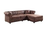 Chesterfield Ecksofa - Microfaser Vintage Look - Braun - Toledo