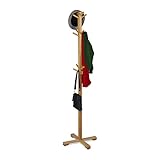 Relaxdays Garderobenständer Bambus, Jackenständer mit 12 Haken, HBT: 179,5 x 50 x 50 cm, Standgarderobe Baumform, Natur
