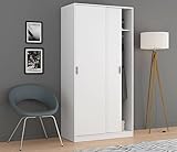 Dmora Kleiderschrank mit Zwei Schiebetüren, mit Kleiderstange und einem Innenregal, weiß, 100 x 51 x 200 cm
