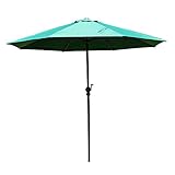 TEmkin Sonnenschirm im Freien, Gartenschirm | 2,7 m | Mit Kurbel/Rund/UV-Schutz/Anti-Licht-Regen, kompakter Sonnenschutz für Strand/Pavillon/Balkon/Terrasse/Couchtisch/Angeln/ma