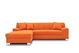 DOMO Collection Capri Ecksofa | Eckcouch in L-Form mit Schlaffunktion, Polsterecke Schlafsofa, orange 239x152x75 cm