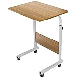 sogesfurniture höhenverstellbar Laptoptisch Laptopständer Computertisch mit Rollen, mobiler Beistelltisch Pflegetisch für Bett und Sofa, 60 * 40 * 71-90cm, Eiche 05#1-60OK-BH