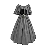 RYTEJFES Damen Renaissance Kleider Lang Vintage Kleidung Festival Outfit Halloween Kostüm Kleid Mittelalter Kleider Kleidkleid Gothic Kleider Große Größen Dirndl Ballkleid New 33#