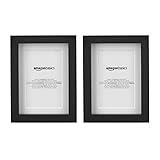 Amazon Basics Rechteckig, 2 Stück, Fotorahmen mit Matte - 13 x 18 cm, mattiert zu 10 x 15 cm, Schwarz