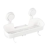 Wandmontierte Saugnäpfe, Gewürzregal, abnehmbar, Küche mit 4 Haken, Aufbewahrungswerkzeuge und Wand Organizer Schreibtisch [Weiß] (White, One Size)