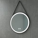 Heilmetz Badspiegel Rund LED Badezimmerspiegel 60cm Durchmesser Badspiegel mit Beleuchtung Dimmbar Lichtspiegel mit Touchschalter + 3 Lichtfarbe, Wasserdicht IP44